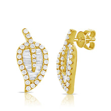 Load image into Gallery viewer, 14K Gold Diamond Leaf Stud Earrings
