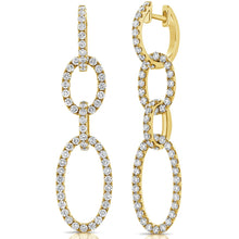 Load image into Gallery viewer, 14K Gold Diamond Oval Link Drop Earrings
