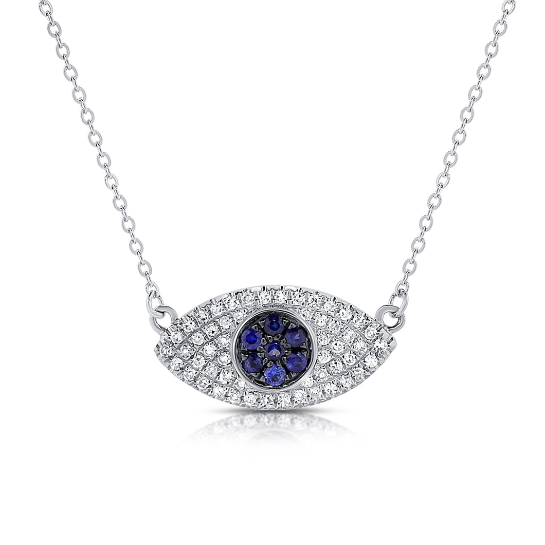 14K Gold Diamond Evil Eye Necklace