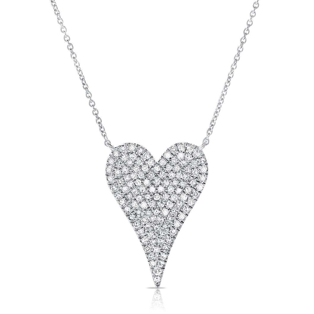 14K Gold Diamond Pave Heart Necklace