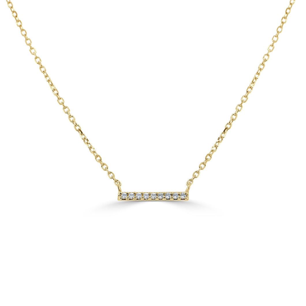 14K Gold Small Diamond Bar Necklace