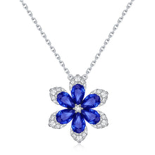 Load image into Gallery viewer, 14K Gold Sapphire &amp; Diamond Flower Pendant
