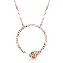 Load image into Gallery viewer, 14K Gold Tsavorite &amp; Diamond Snake Necklace
