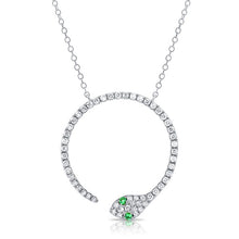 Load image into Gallery viewer, 14K Gold Tsavorite &amp; Diamond Snake Necklace
