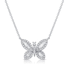 Load image into Gallery viewer, 14K Gold Diamond Baguette Butterfly Pendant
