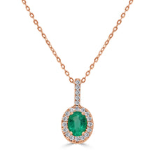 Load image into Gallery viewer, 14K Yellow Gold Emerald &amp; Diamond Pendant
