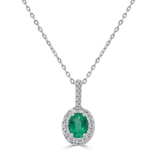 Load image into Gallery viewer, 14K Yellow Gold Emerald &amp; Diamond Pendant
