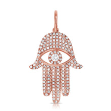 Load image into Gallery viewer, 14K Gold Diamond Hamsa Charm 1&quot;
