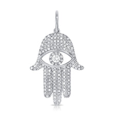 Load image into Gallery viewer, 14K Gold Diamond Hamsa Charm 1&quot;
