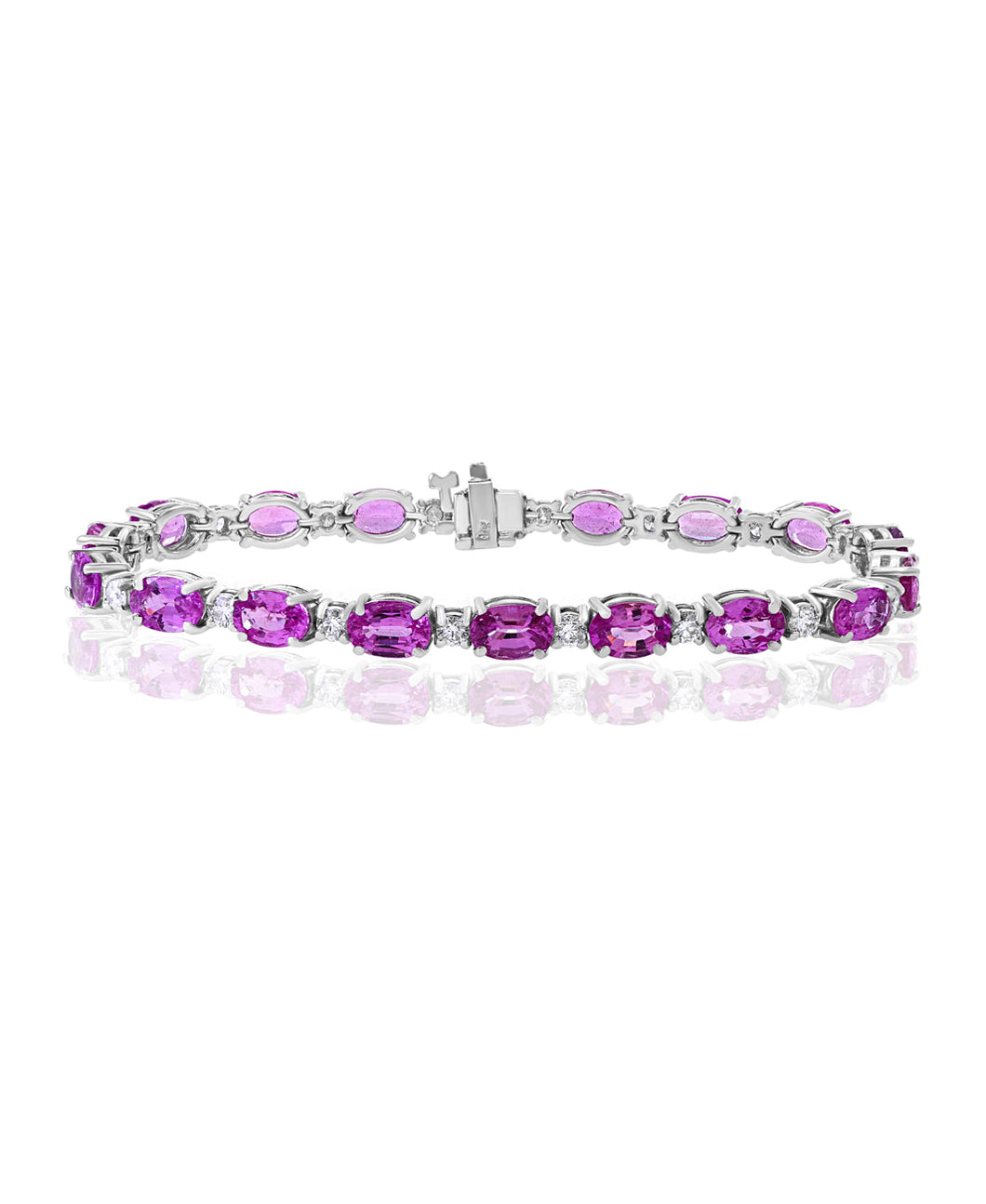 14K White Gold Pink Sapphire & Diamond Bracelet