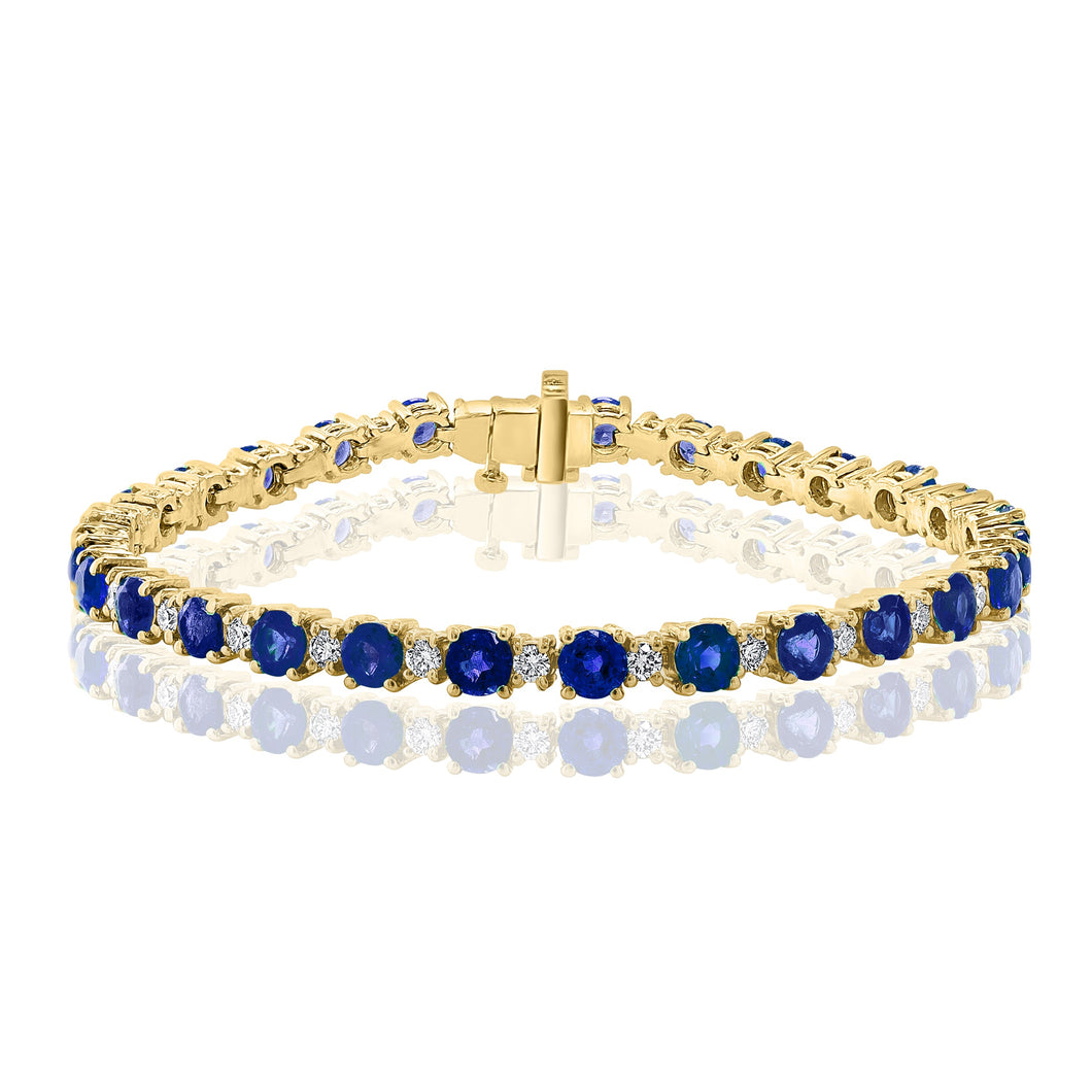 14K Yellow Gold Sapphire & Diamond Bracelet