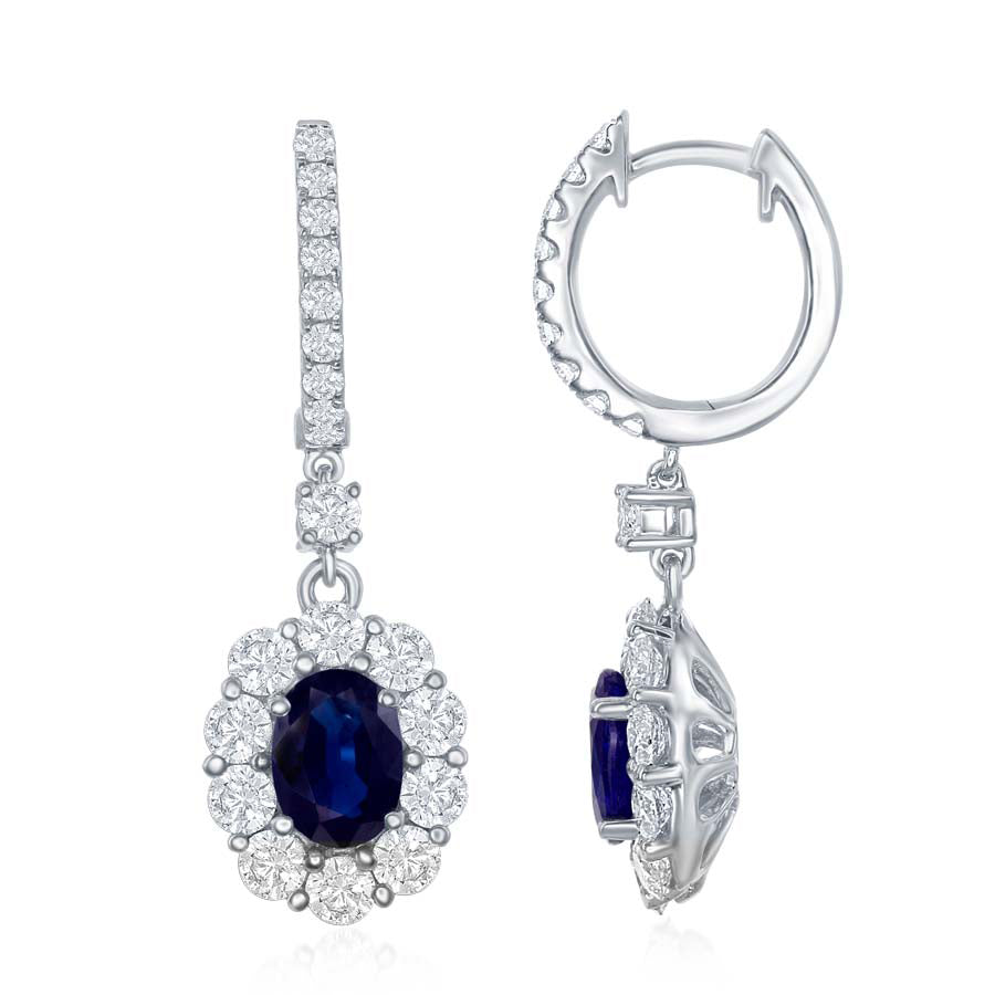 18K White Gold Sapphire & Diamond Earrings