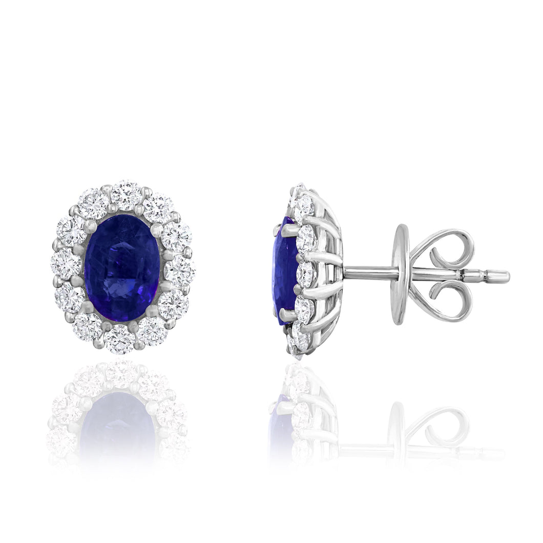 18K White Gold Sapphire & Diamond Earrings