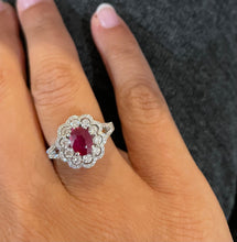 Load image into Gallery viewer, 18K White Gold Ruby &amp; Diamond Ring
