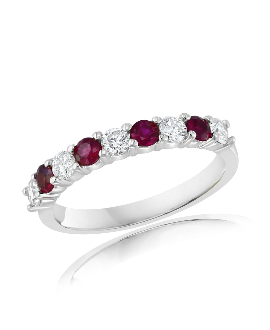 14K White Gold Ruby & Diamond Ring