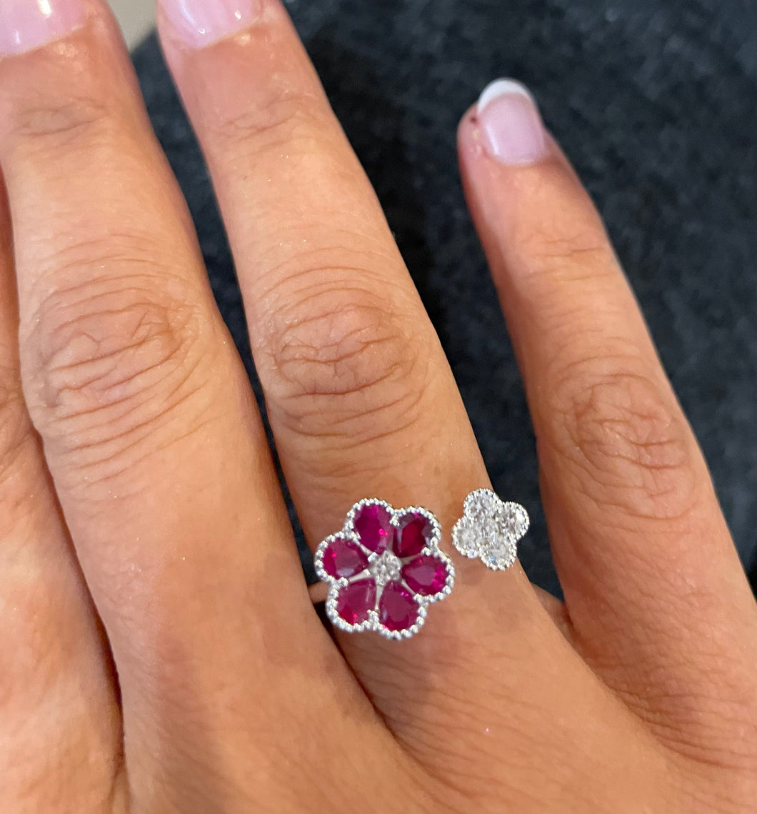 18K White Gold Ruby & Diamond Ring