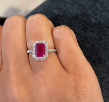 Load image into Gallery viewer, 14K White Gold Ruby &amp; Diamond Ring
