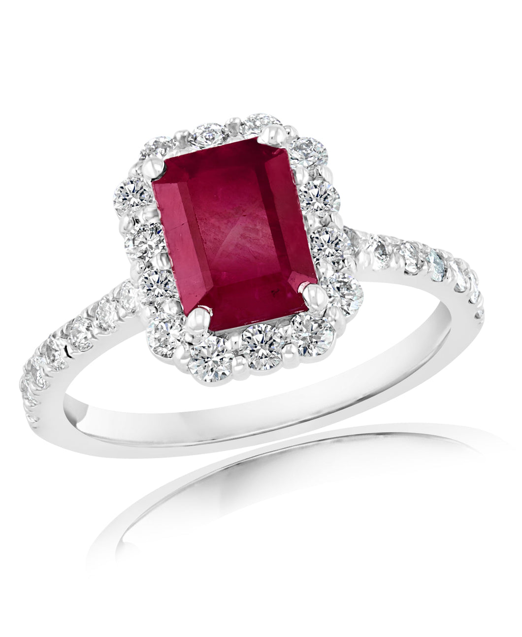 14K White Gold Ruby & Diamond Ring