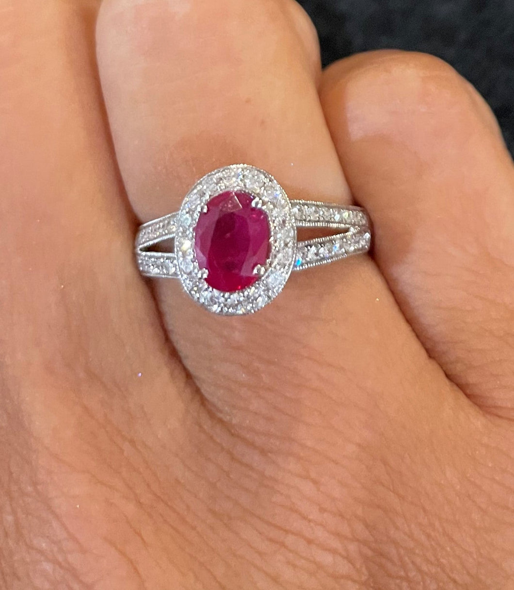 18K White Gold Ruby & Diamond Ring