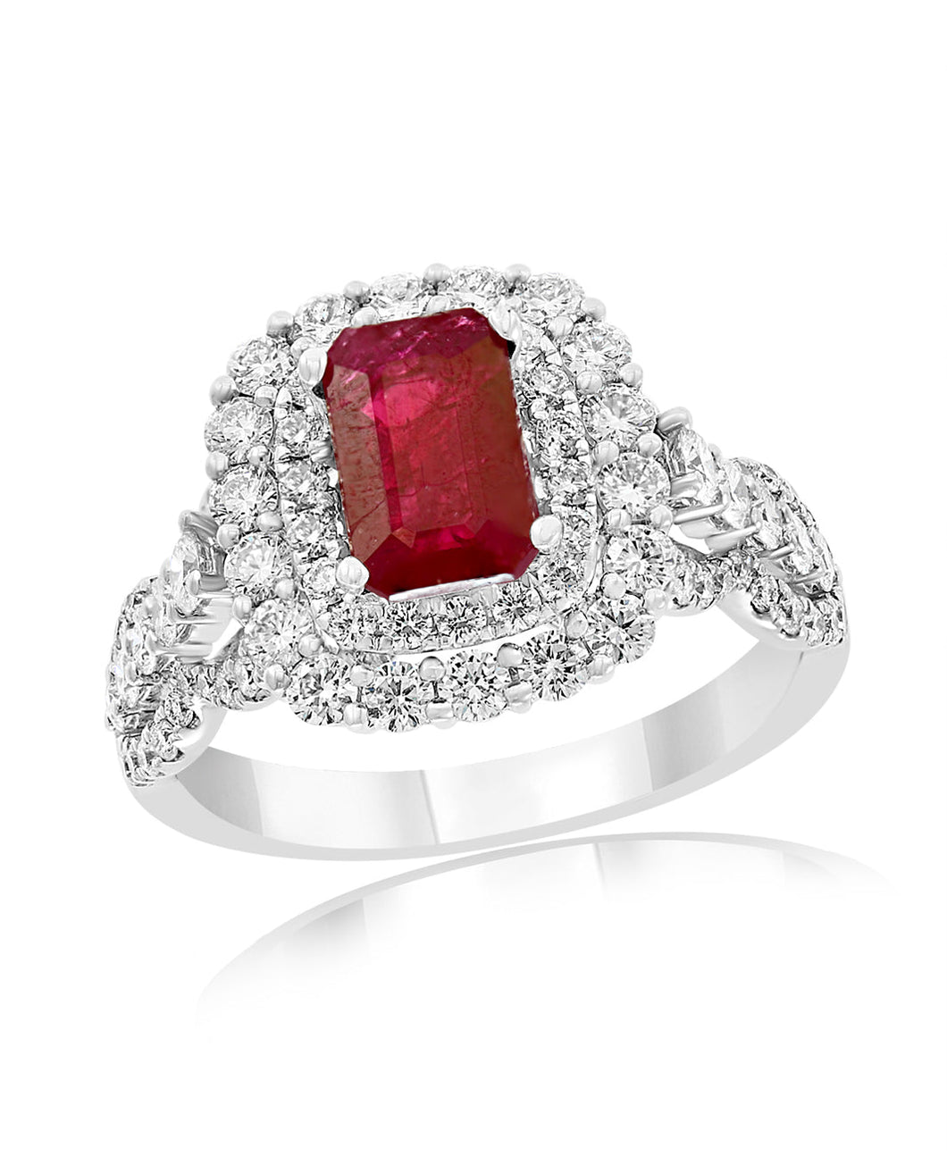 18K White Gold Ruby & Diamond Ring