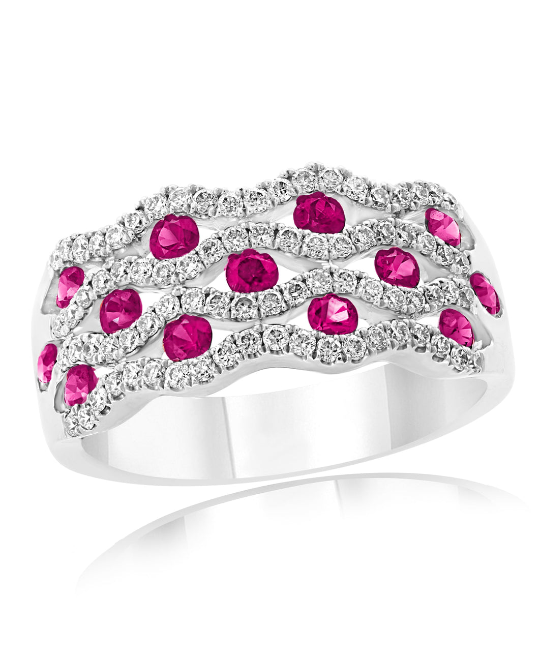 14K White Gold Ruby & Diamond Ring