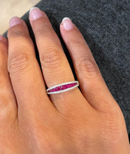 Load image into Gallery viewer, 18K White Gold Ruby &amp; Diamond Band
