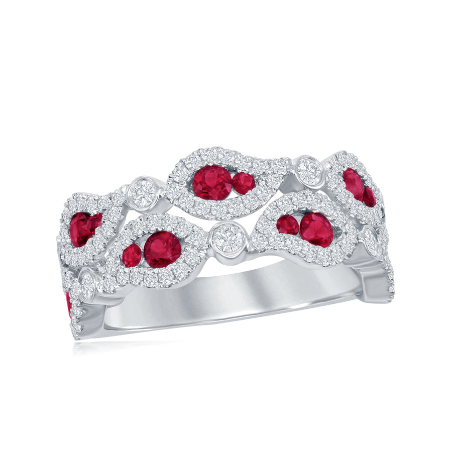 18K White Gold Ruby & Diamond Ring