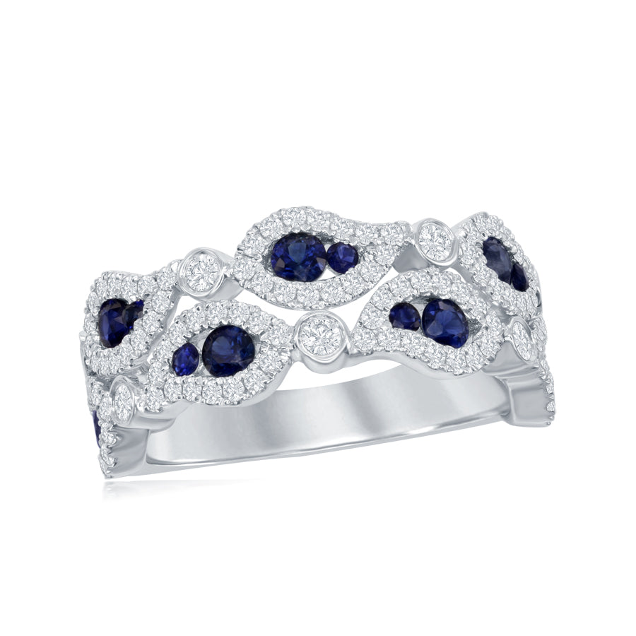 18K White Gold Sapphire & Diamond Ring