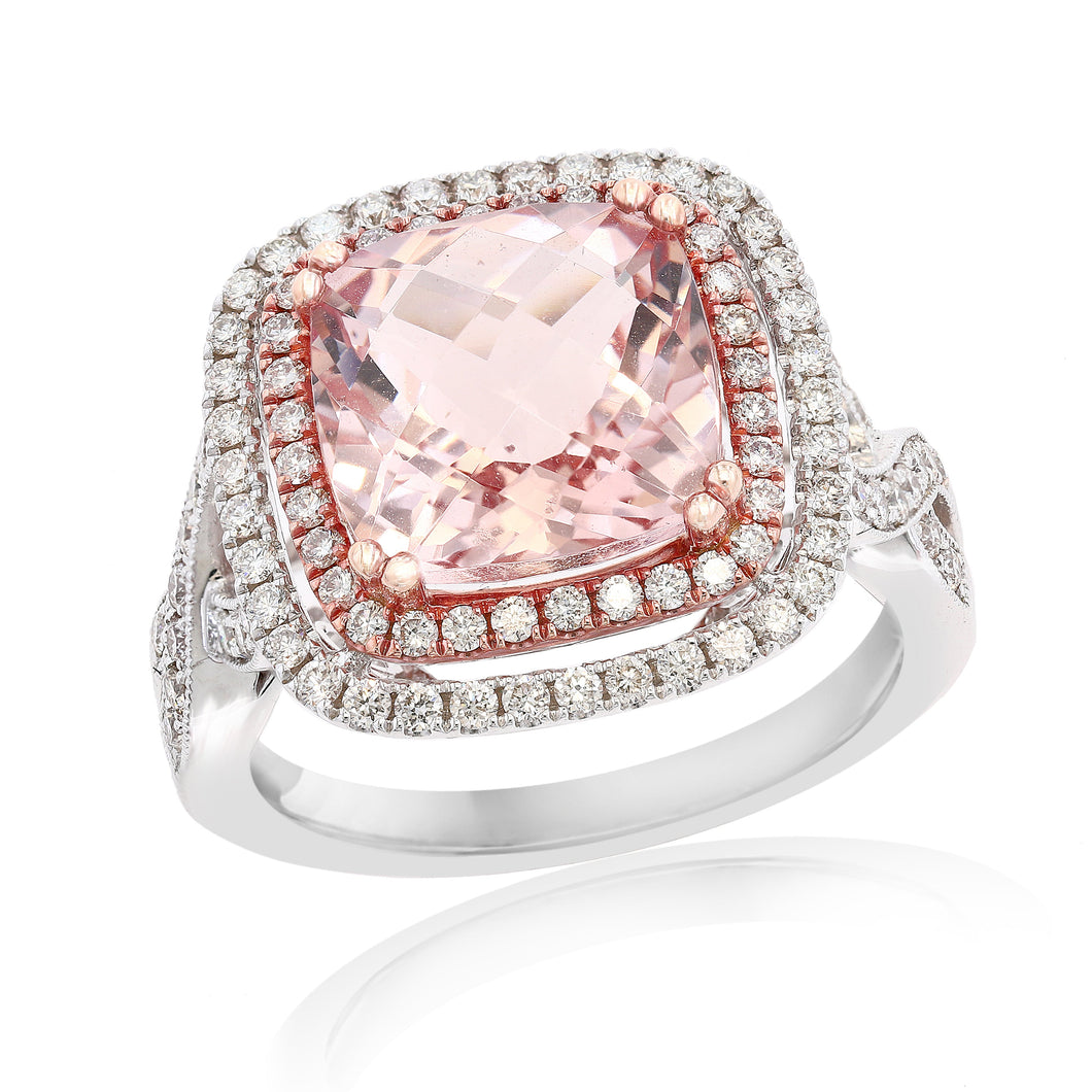 14K White Gold Morganite & Diamond Ring