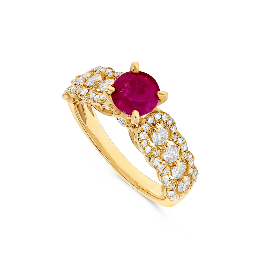 14K Gold Ruby & Diamond Ring