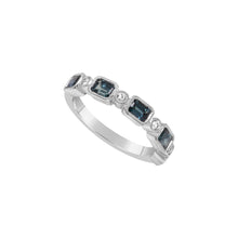 Load image into Gallery viewer, 14K White Gold Teal Sapphire &amp; Diamond Ring
