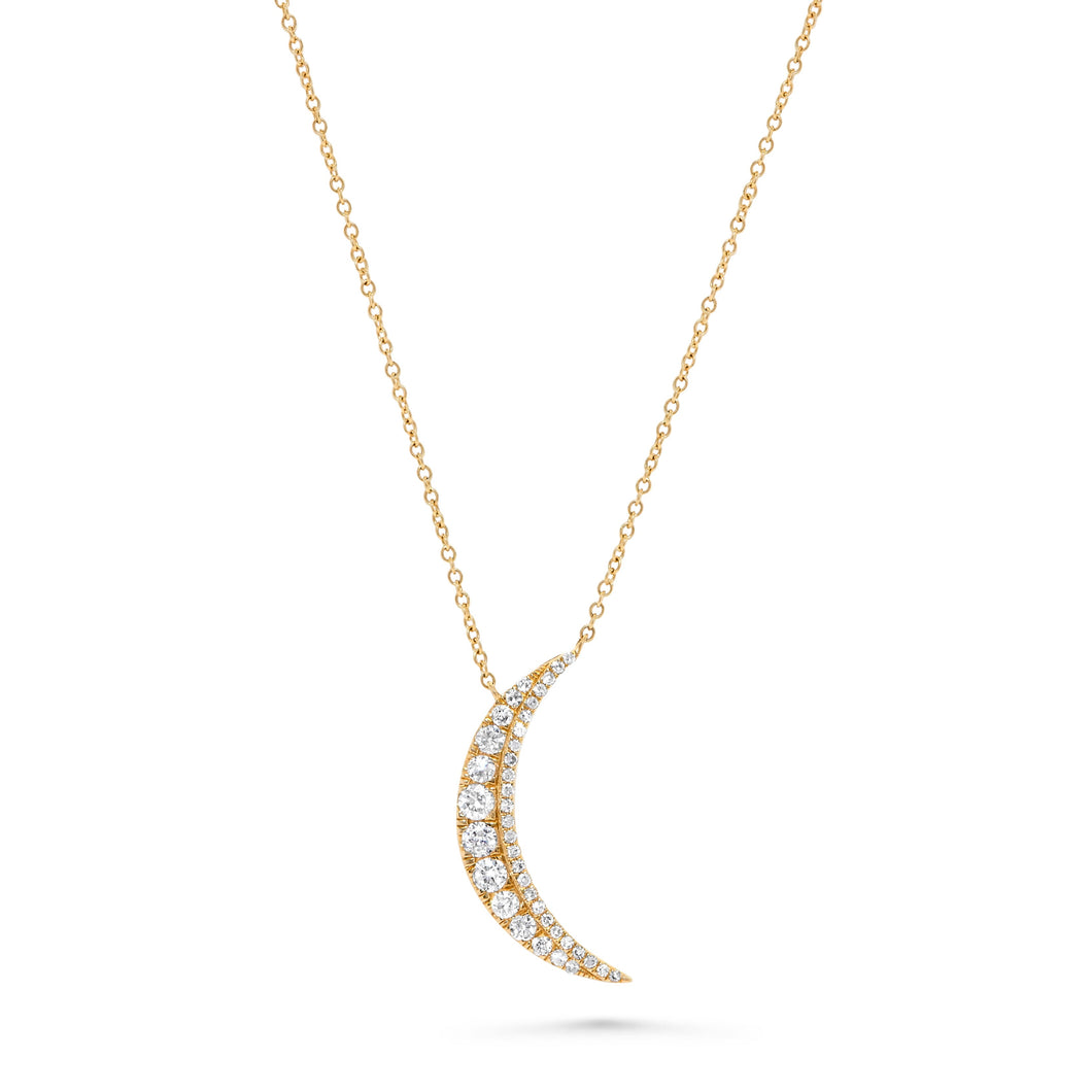 14K Gold Diamond Moon Necklace