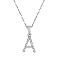 Load image into Gallery viewer, 14k White Gold &amp; Diamond Small A-Z Initial Necklace
