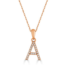 Load image into Gallery viewer, 14k Rose Gold &amp; Diamond Small A-Z Initial Necklace
