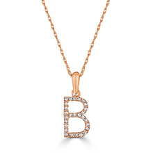 Load image into Gallery viewer, 14k Rose Gold &amp; Diamond Small A-Z Initial Necklace
