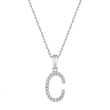 Load image into Gallery viewer, 14k White Gold &amp; Diamond Small A-Z Initial Necklace
