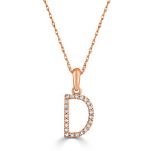 Load image into Gallery viewer, 14k Rose Gold &amp; Diamond Small A-Z Initial Necklace
