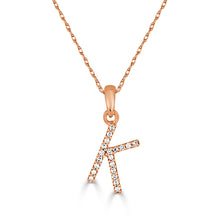 Load image into Gallery viewer, 14k Rose Gold &amp; Diamond Small A-Z Initial Necklace
