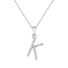 Load image into Gallery viewer, 14k White Gold &amp; Diamond Small A-Z Initial Necklace
