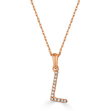 Load image into Gallery viewer, 14k Rose Gold &amp; Diamond Small A-Z Initial Necklace
