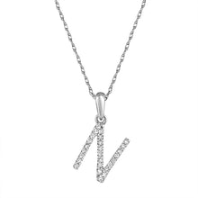 Load image into Gallery viewer, 14k White Gold &amp; Diamond Small A-Z Initial Necklace
