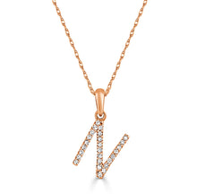 Load image into Gallery viewer, 14k Rose Gold &amp; Diamond Small A-Z Initial Necklace
