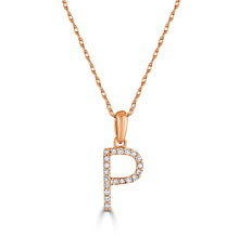 Load image into Gallery viewer, 14k Rose Gold &amp; Diamond Small A-Z Initial Necklace
