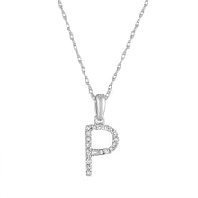 Load image into Gallery viewer, 14k White Gold &amp; Diamond Small A-Z Initial Necklace
