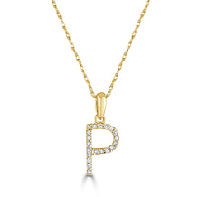 Load image into Gallery viewer, 14k Yellow Gold &amp; Diamond Small A-Z Initial Necklace
