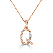 Load image into Gallery viewer, 14k Rose Gold &amp; Diamond Small A-Z Initial Necklace
