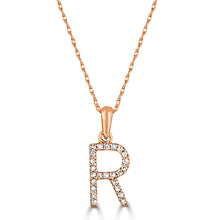 Load image into Gallery viewer, 14k Rose Gold &amp; Diamond Small A-Z Initial Necklace
