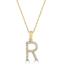 Load image into Gallery viewer, 14k Yellow Gold &amp; Diamond Small A-Z Initial Necklace
