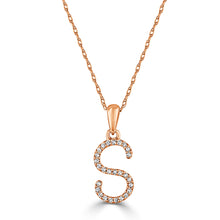 Load image into Gallery viewer, 14k Rose Gold &amp; Diamond Small A-Z Initial Necklace
