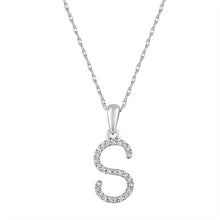 Load image into Gallery viewer, 14k White Gold &amp; Diamond Small A-Z Initial Necklace
